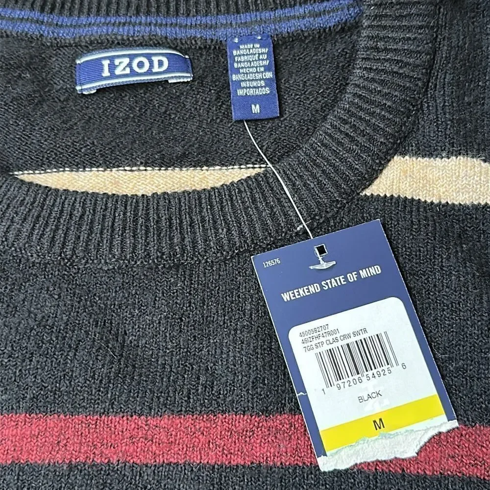 NWT Izod Crewneck Striped Sweater - Size Medium